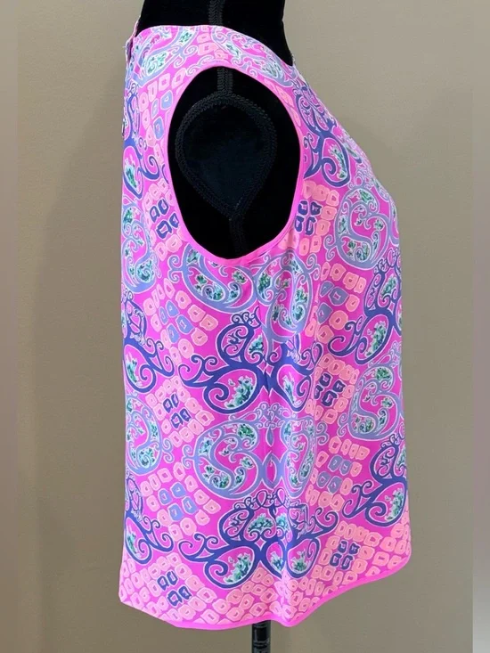 Women’s LILLY PULITZER Iona shell multi behind the gates engineer silk top. Sz S - Picture 4 of 7
